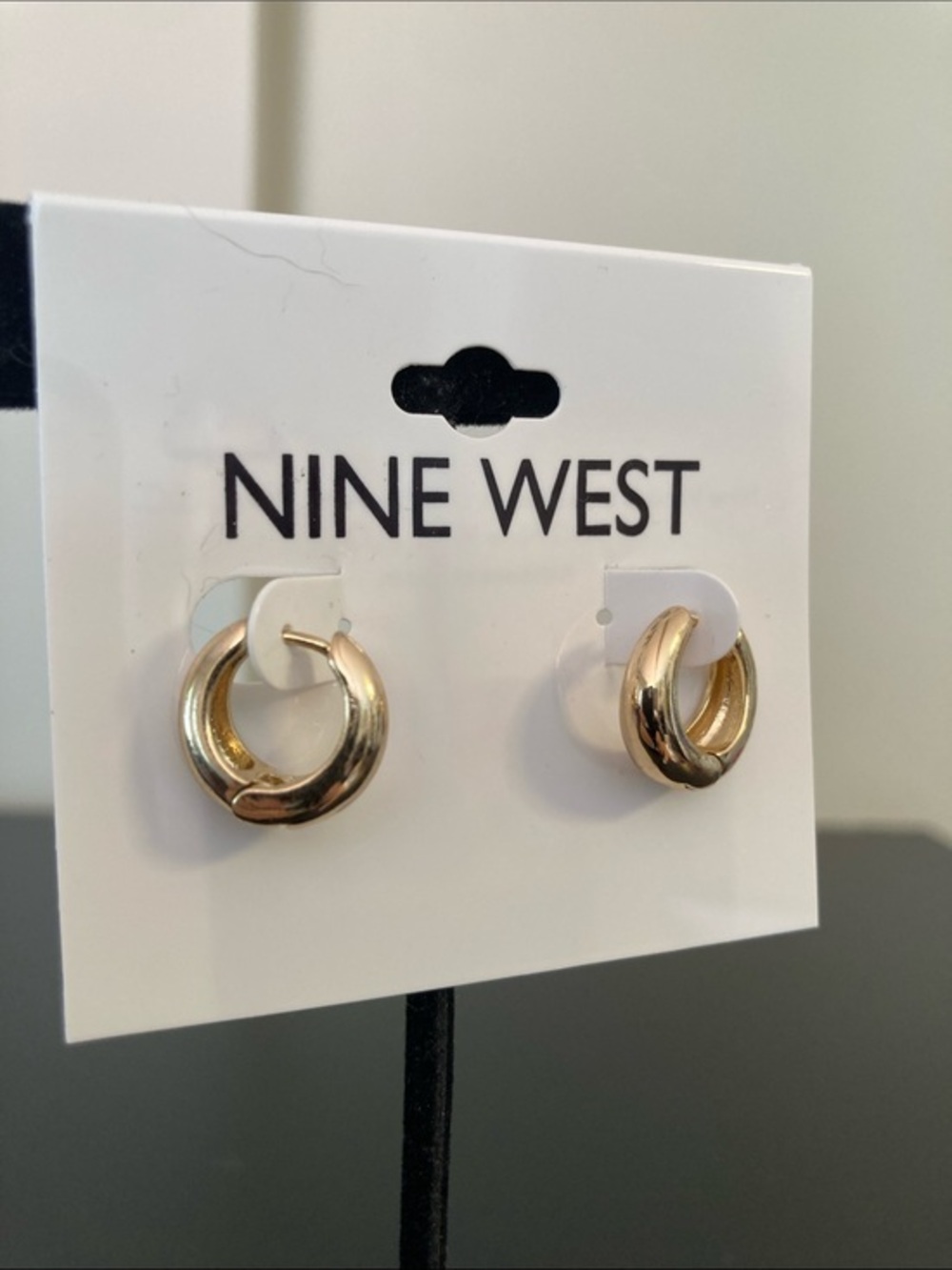 Nine West Polished Gold Chunky Mini Hoop Earrings